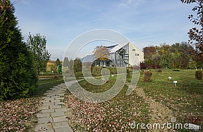 Modern , new greenhouse building Stock Photo