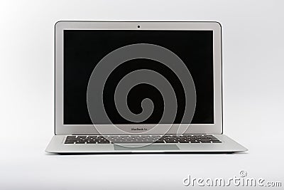 Modern new laptop on white background Editorial Stock Photo