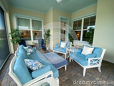 A modern nicely decorated cozy lanai Editorial Stock Photo