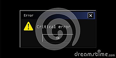 Modern night mode theme of a vintage error message Vector Illustration