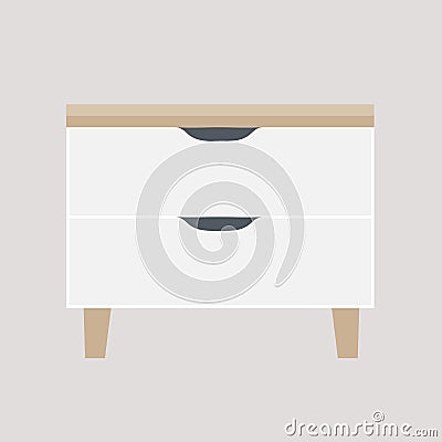 Modern nightstand isolated on a light background. Elements for home decorations. Comfortable interior in decorated in Vector Illustration
