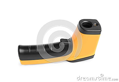 Modern non-contact infrared thermometer on background Stock Photo