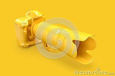 Modern nonexistent professional DSLR camera. 3D Rendering Stock Photo