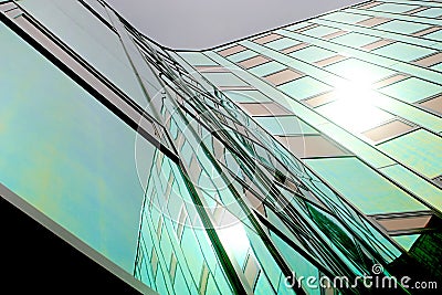 A modern office-building, equipped with coloured reflecting wall Stock Photo