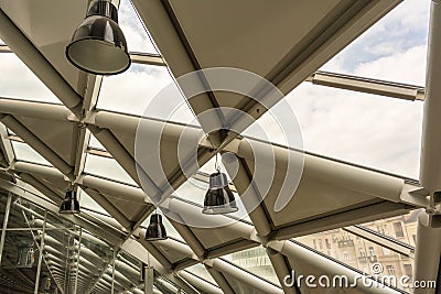 Futuristic modern office building interior in urban city. The building is called the whale Editorial Stock Photo