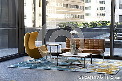 Modern office building lobby furniture Stock Photo