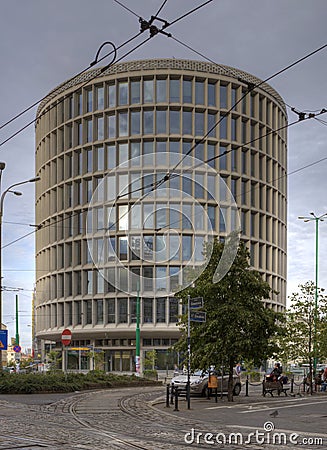 Modern office building Okraglak in Poznan Editorial Stock Photo
