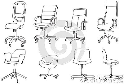 Modern Office Chair Vector Line Art Illustration Stock Photo