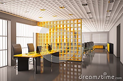 Modern office interior 3d render Stock Photo