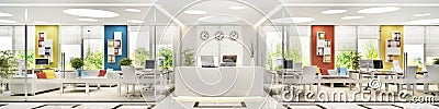 Modern office interior design. Panoramic view Stock Photo