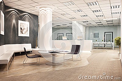 Modern office interior design with reception Editorial Stock Photo