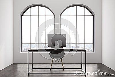 Modern office interior with two windows Stock Photo