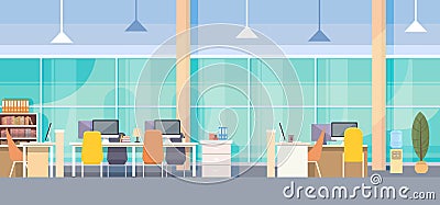 Modern Office Interior Workplace Desk Vector Illustration