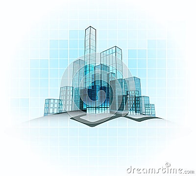 Modern office vector city district with grid background vector Vector Illustration