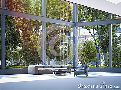 Modern office waiting area. 3d rendering Stock Photo