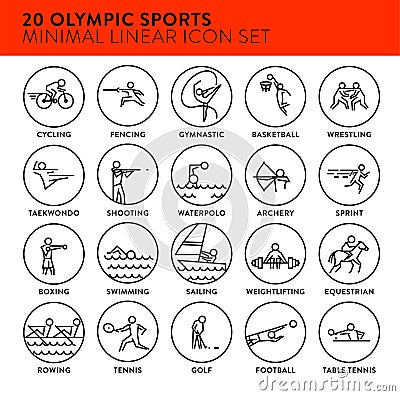 Modern Olympic Sports Icon with Linear Vector Style Stock Photo