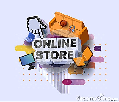 Modern online store banner Vector Illustration