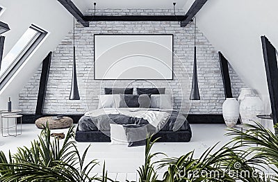 Modern open-plan apartment in attic, loft style Stock Photo