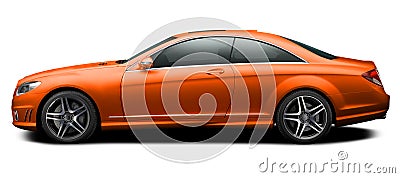 Modern orange mercedes coupe. Stock Photo