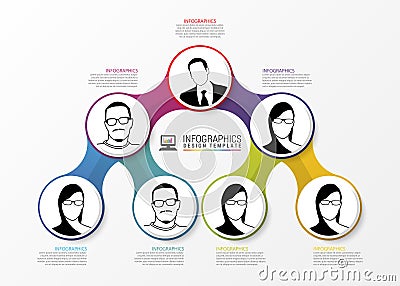 Modern organization chart template. Vector Cartoon Illustration