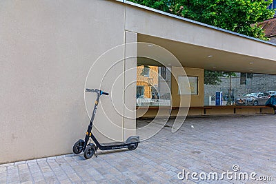Modern outdoor public toilet combined with bus stop, Regensburg, Germany Editorial Stock Photo