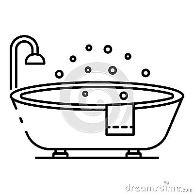 Modern oval bathtub icon, outline style Vector Illustration