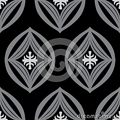 Modern oval diamond symbol monochrome vector repeat pattern Vector Illustration