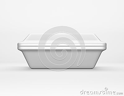 Modern packaging rectangular box glossy metal mockup on white background. Thermo container for lunch, food or things. 3D rendering Stock Photo
