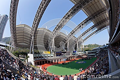 Modern Paddock in Sha Tin Racecourse, Hong Kong Editorial Stock Photo