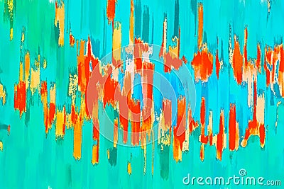 Modern painted background. Chaotic paint mix in orange and blue tones. Colorful pattern. Abstract 2d illustration Cartoon Illustration