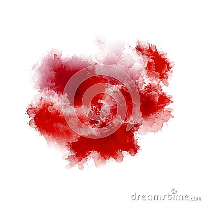 Modern painting in red tones. Vibrant paint spots isolated on white background. Abstract watercolor illustration. Contemporary art Cartoon Illustration