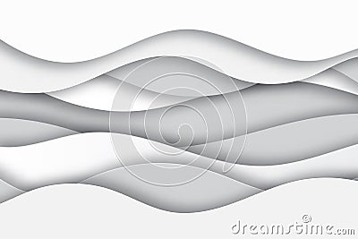 Modern paper art cartoon abstract white and gray water waves Vector Illustration