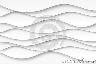 Modern paper art cartoon abstract white and gray water waves Vector Illustration