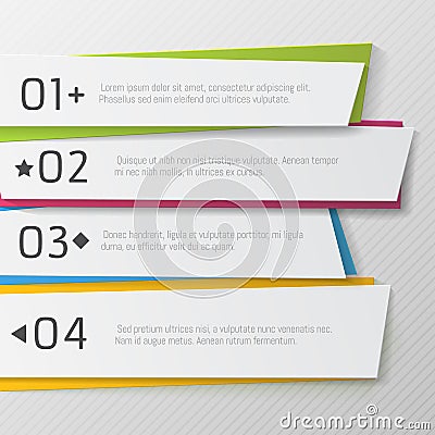 Modern paper numbered banners, color Design Vector Illustration