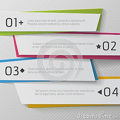 Modern paper numbered banners, color Design Vector Illustration