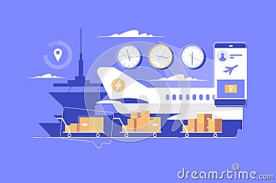 Modern parcel delivery Vector Illustration