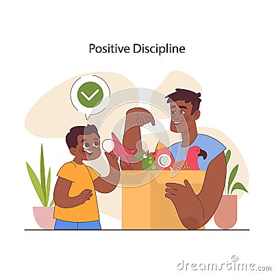 Modern parenting. Children raising method, kids upbringing and education Vector Illustration