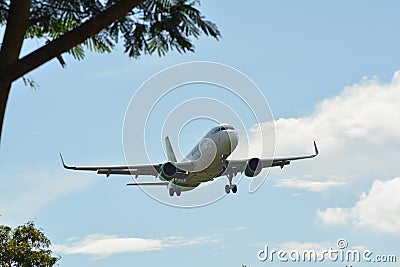 Modern passenger aircraft take off from airport Editorial Stock Photo