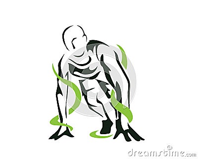 Modern Passionate Runner Silhouette In Action Logo Vector Illustration