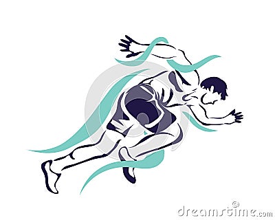 Modern Passionate Runner Silhouette In Action Logo Vector Illustration