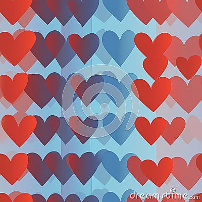 A modern pattern of gradient hearts transitioning smoothly from warm reds to cool blues, creating a Stock Photo