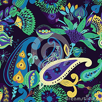 Seamless floral background paisley for textiles, wallpaper Vector Illustration