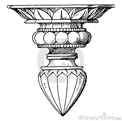 Modern Pendant Knob, ornamental terminations, vintage engraving Vector Illustration