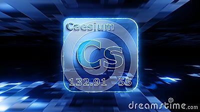 Modern periodic table element Caesium 3D illustration Cartoon Illustration