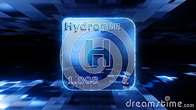 Modern periodic table element Hydrogen 3D illustration Cartoon Illustration