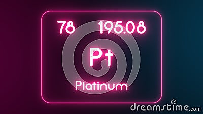 Modern periodic table Platinum element neon text Illustration Stock Photo