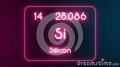 Modern periodic table Silicon element neon text Illustration Stock Photo