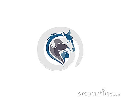 Modern Pet Horse, Dog And Cat Animal Lover Logo Vector Illustration