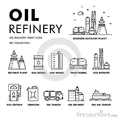 Modern petrol industry thin block line flat icons Stock Photo