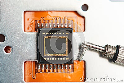 Modern photo phone camera chip Stock Photo